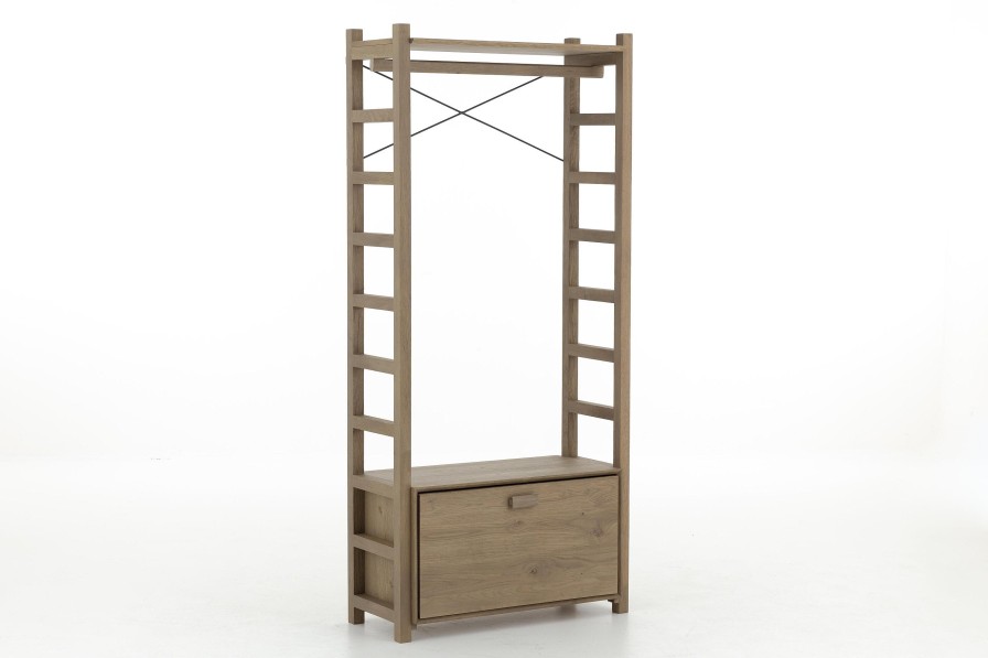 Flamant Aber, Shoe Rack, Weathered Oak, With Closet Rod Hot