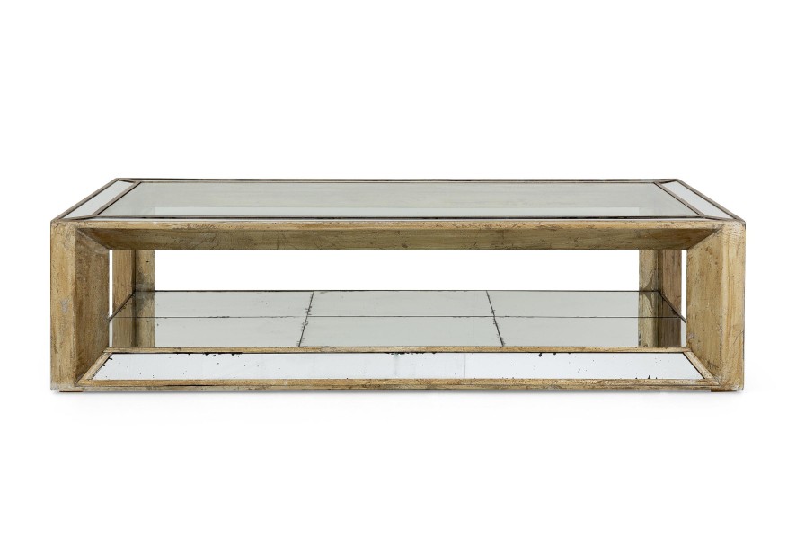 Flamant Mitchell, Coffee Table, Rectangular, Mirror Glass And Wood, 160X80 Clearance