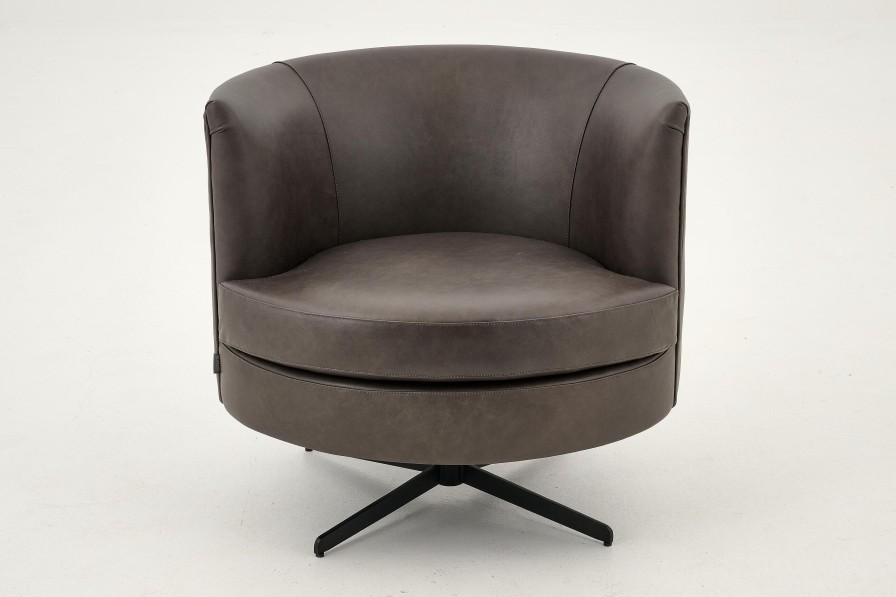 Flamant Marchetti, Armchair, Leather Black, Rotatable Clearance