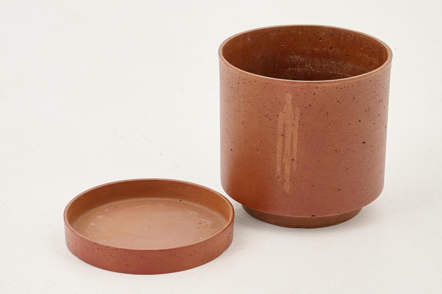 Flamant Gregg, Planter, Rust, With Saucer, M Best