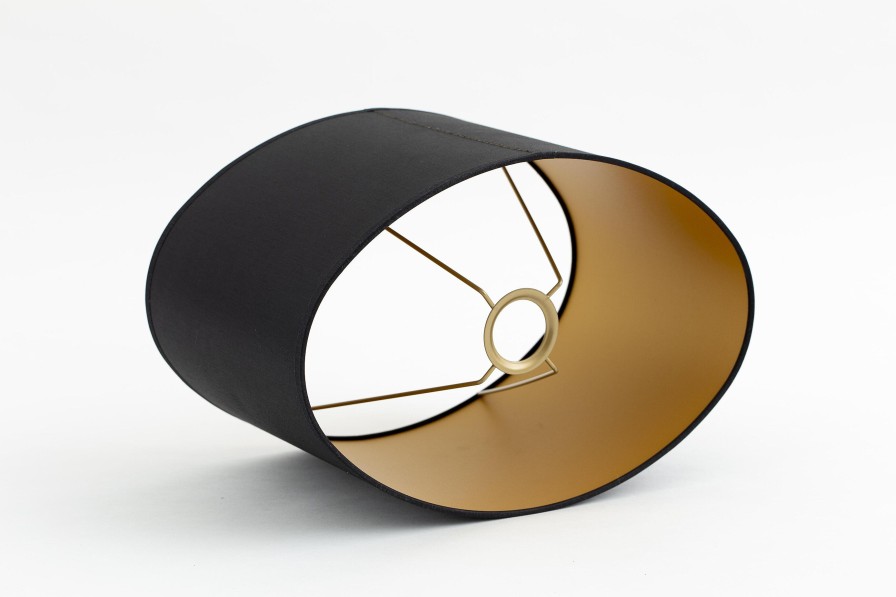 Flamant Oval, Lampshade, Black And Gold, Oval, 35 Cm Online