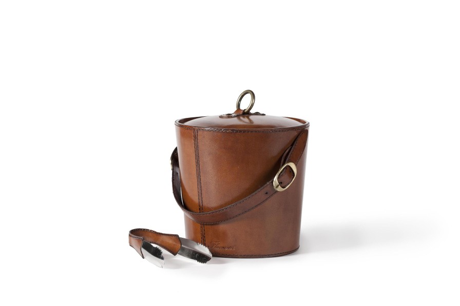 Flamant Manhattan, Ice Bucket, Brown Leather Clearance