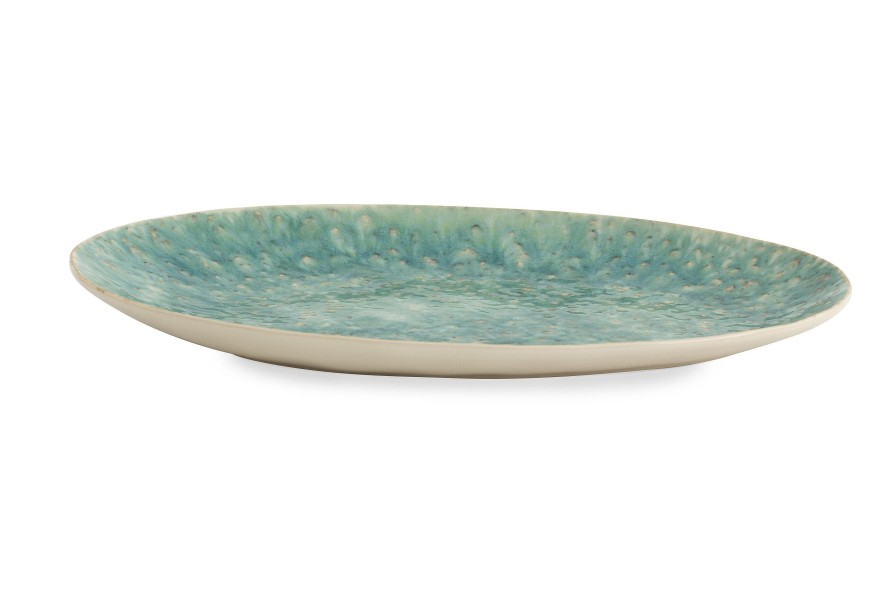 Flamant Cresta, Serving Plate, Ceramic, Turquoise, Oval Clearance