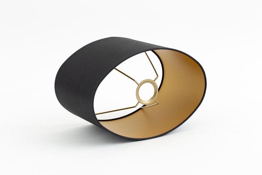 Flamant Oval, Lampshade, Black And Gold, Oval, 30 Cm Hot