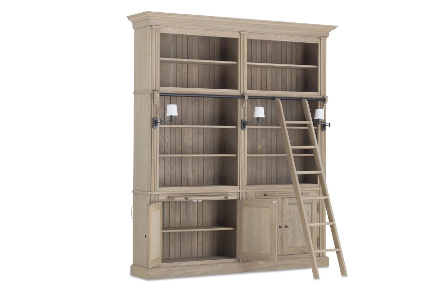 Flamant Balmore, Bookcase, Weathered Oak, 2 Parts , With Ladder Clearance