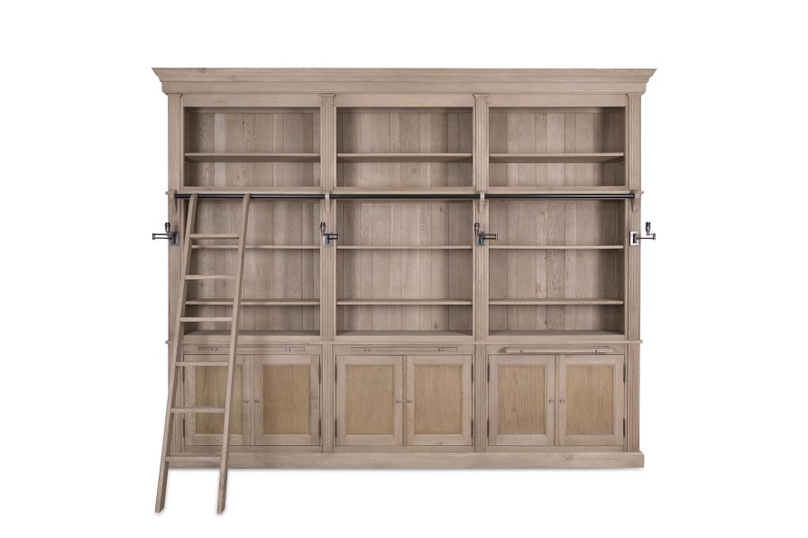 Flamant Balmore, Bookcase, Weathered Oak, 3 Parts , With Ladder Wholesale