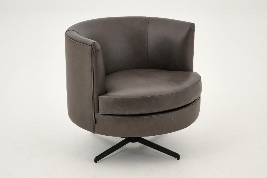 Flamant Marchetti, Armchair, Leather Black, Rotatable Clearance