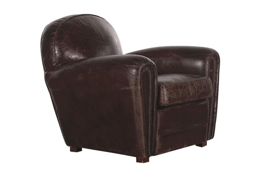 Flamant Burnham, Club Armchair, Dark Brown, Leather Best