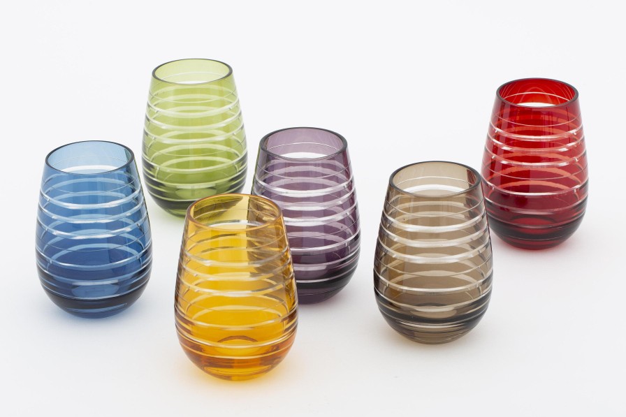 Flamant Brahms, Glass, Different Colours, Set Of 6 Clearance