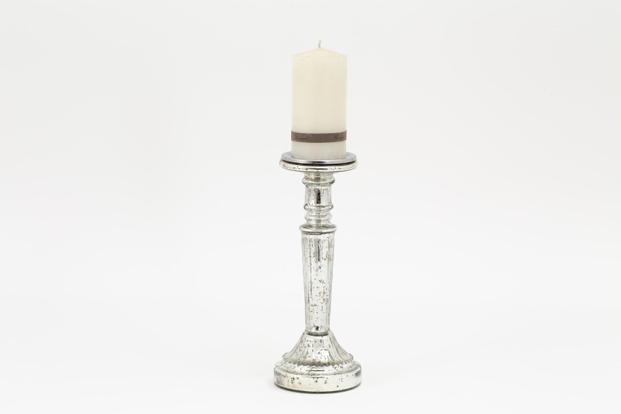 Flamant Zinia, Candlestick, Mercury Glass, L Hot