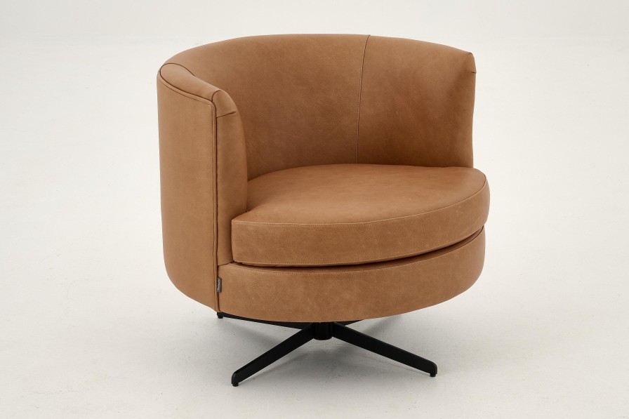 Flamant Marchetti, Armchair, Leather Cognoac, Rotatable Hot