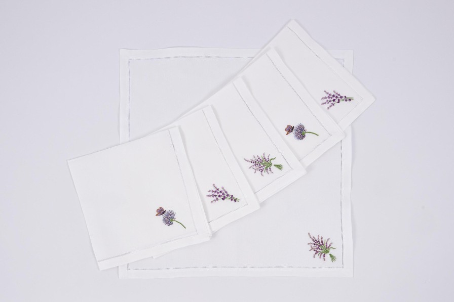 Flamant Lavender, Napkin, Embroidery, Set Of 6 Clearance