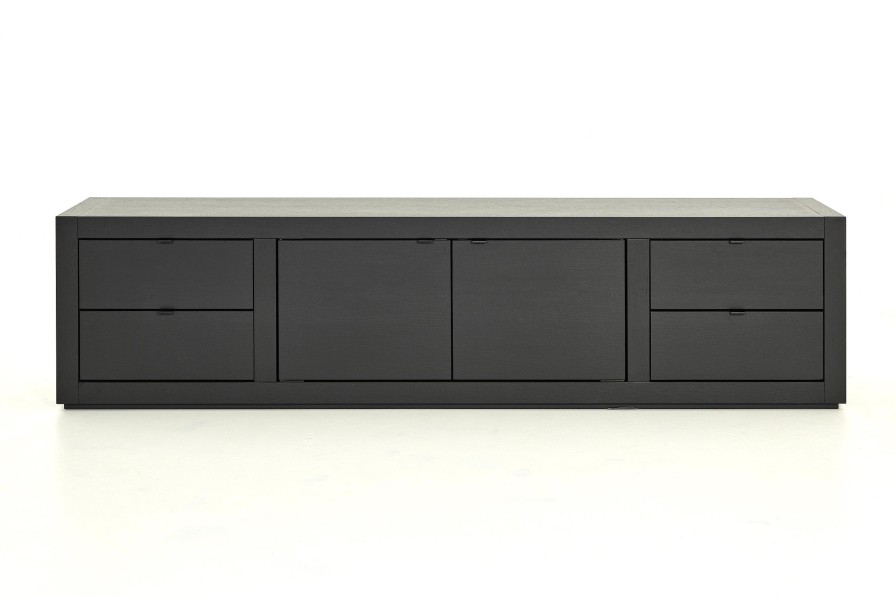 Flamant Bjorn, Tv Cabinet, Black, 2 Doors, 4 Drawers Clearance