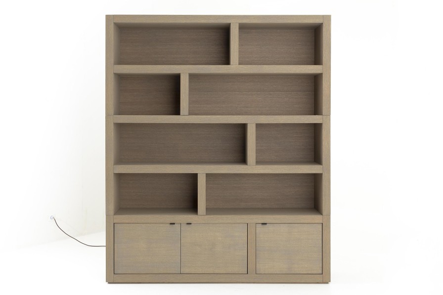 Flamant Bjorn, Bookcase, Weathered Oak, With Dimmable Led Lights Wholesale