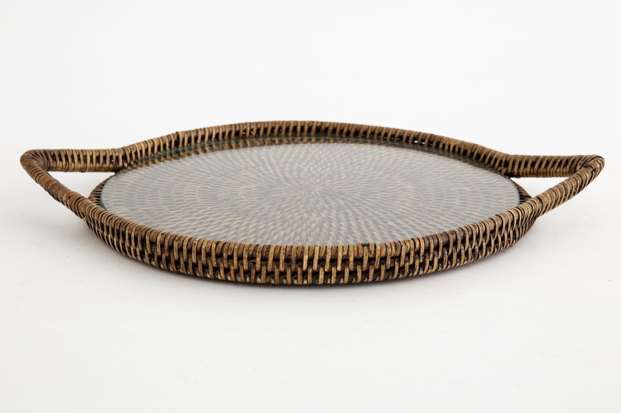 Flamant Togo, Tray, Round, With Glass, Reed Hot