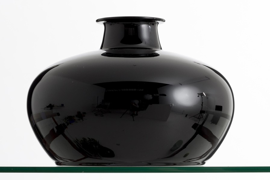 Flamant Chiaz, Vase, Glass, Black Hot