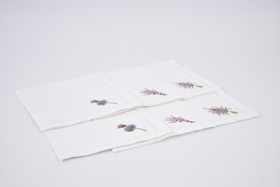 Flamant Lavender, Napkin, Embroidery, Set Of 6 Clearance