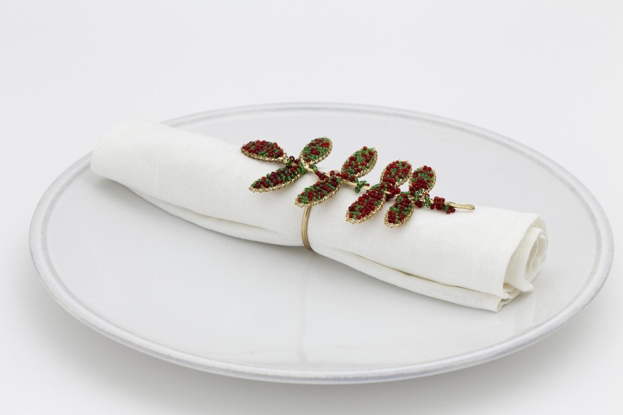 Flamant Rawas, Napkin Ring, Beads, Leaf Best