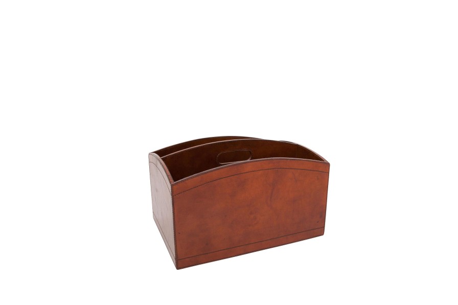 Flamant Manhattan, Magazine Holder, Brown Leather Online