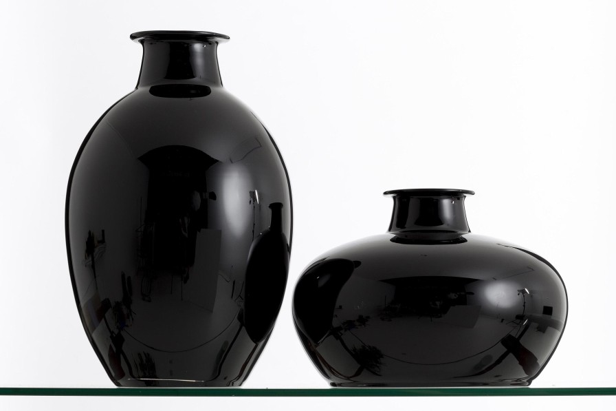 Flamant Chiaz, Vase, Glass, Black Hot