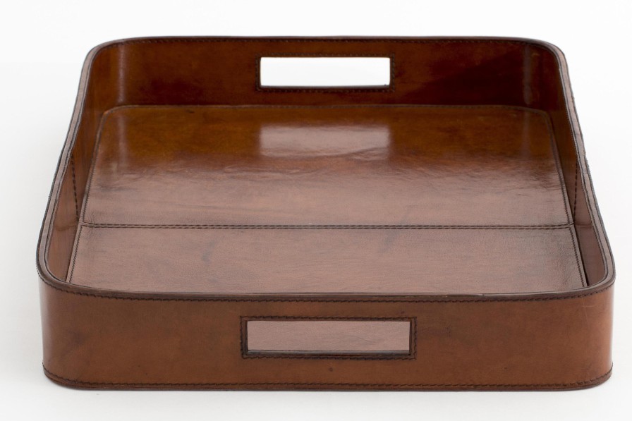 Flamant Manhattan, Tray, Brown Leather Hot