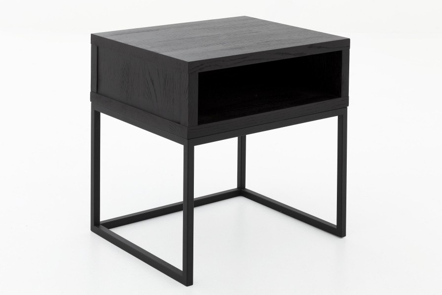 Flamant Armand, Side Table, Black Oak And Metal New